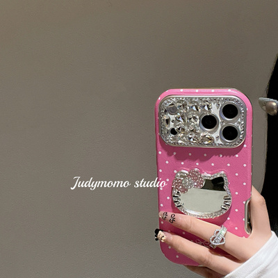 韩系INS手工贴钻闪闪KT镜面波点