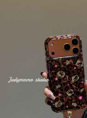 适用苹果17promax手机壳ins初秋棕色豹纹KTiPhone16新款15pro全包防摔14少女