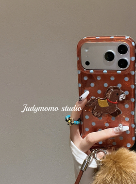波点脑袋！少女卡通小马手机壳适用iPhone17pro苹果新款16promax防摔15挂绳小众14pro/17
