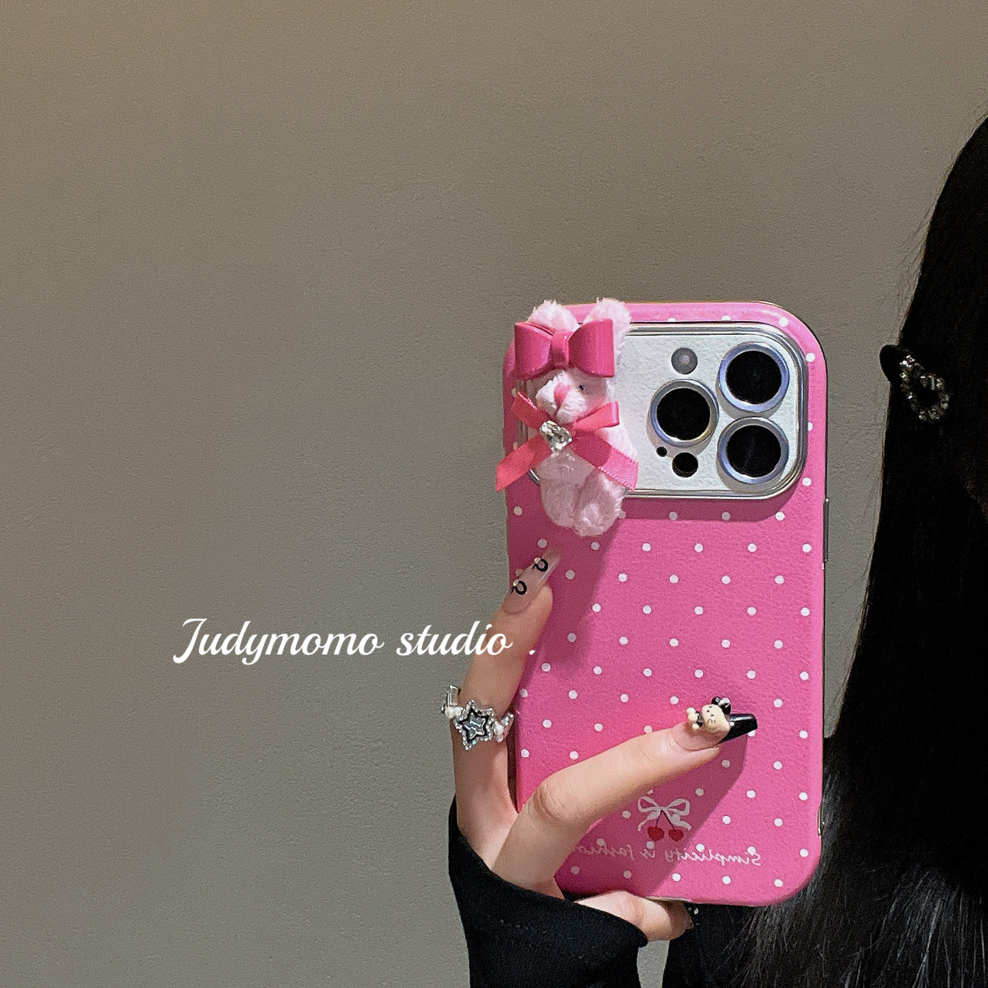 ins甜心日记波点桃粉毛绒兔大视窗适用iPhone17苹果新款16promax手机壳15全包防摔14硅胶17少女,3C数码配件,手机保护套/壳,淘宝优惠券,粉丝福利购,淘宝优惠卷