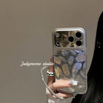 ins高级感羽毛银色闪粉银镜面适用17promax苹果手机壳iPhone16pro新款17全包15气质女14闪钻挂绳