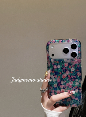 韩系ins满屏碎花蓝色系少女适用iPhone17苹果17promax新款手机壳16防摔全包15春日