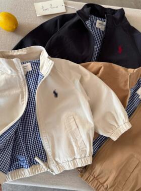2026春款儿童外套童装男童潮牌刺绣夹克宝宝小童开衫上衣女洋气