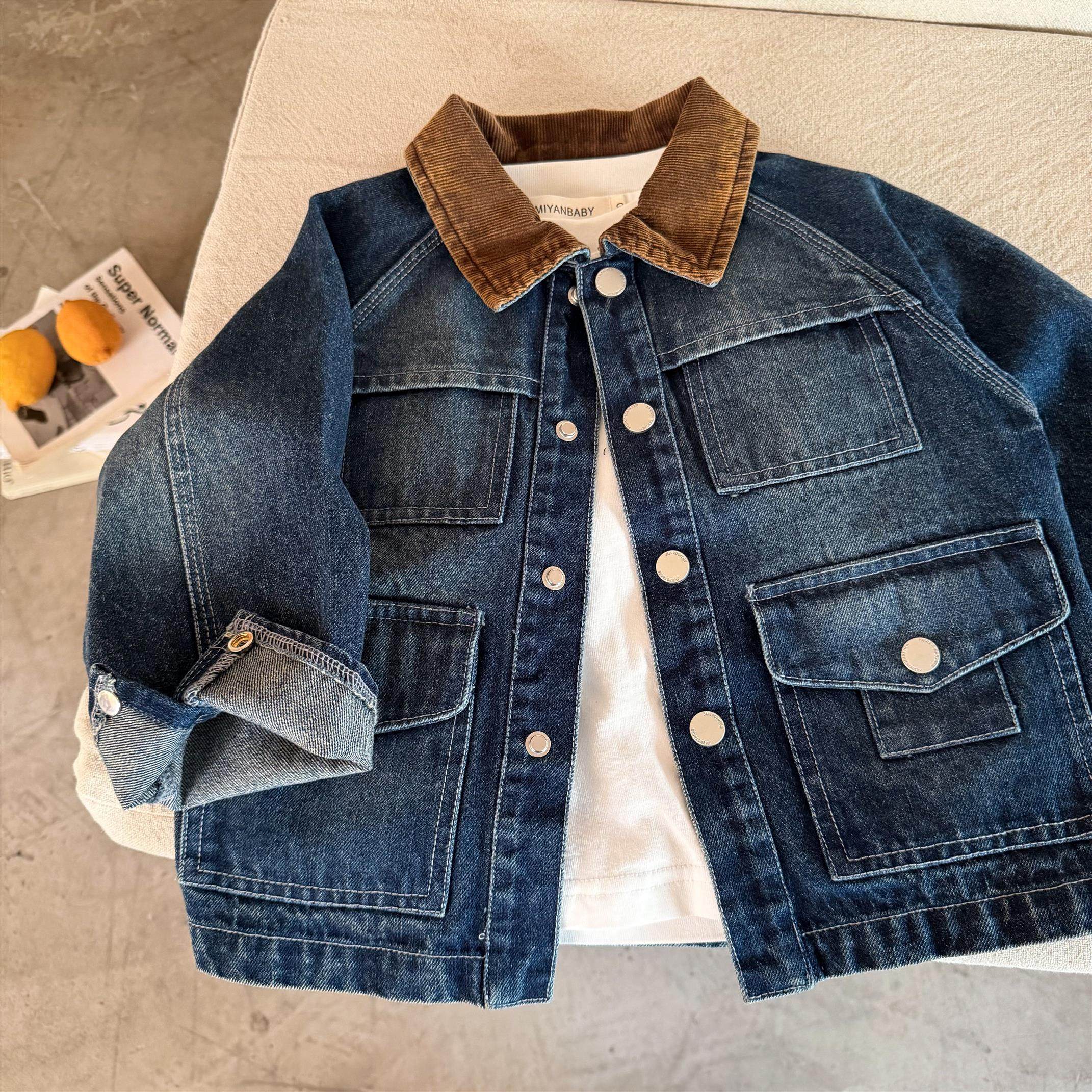 2026春儿童外套男女童韩版潮口袋工装夹克宝宝小童牛仔风衣,童装/婴儿装/亲子装,普通外套,淘宝优惠券,粉丝福利购,淘宝优惠卷