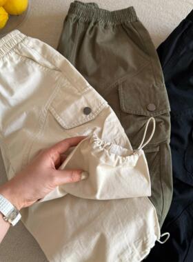 2025春秋韩版潮儿童工装裤男童束脚裤宝宝纯色休闲长裤女洋气百搭