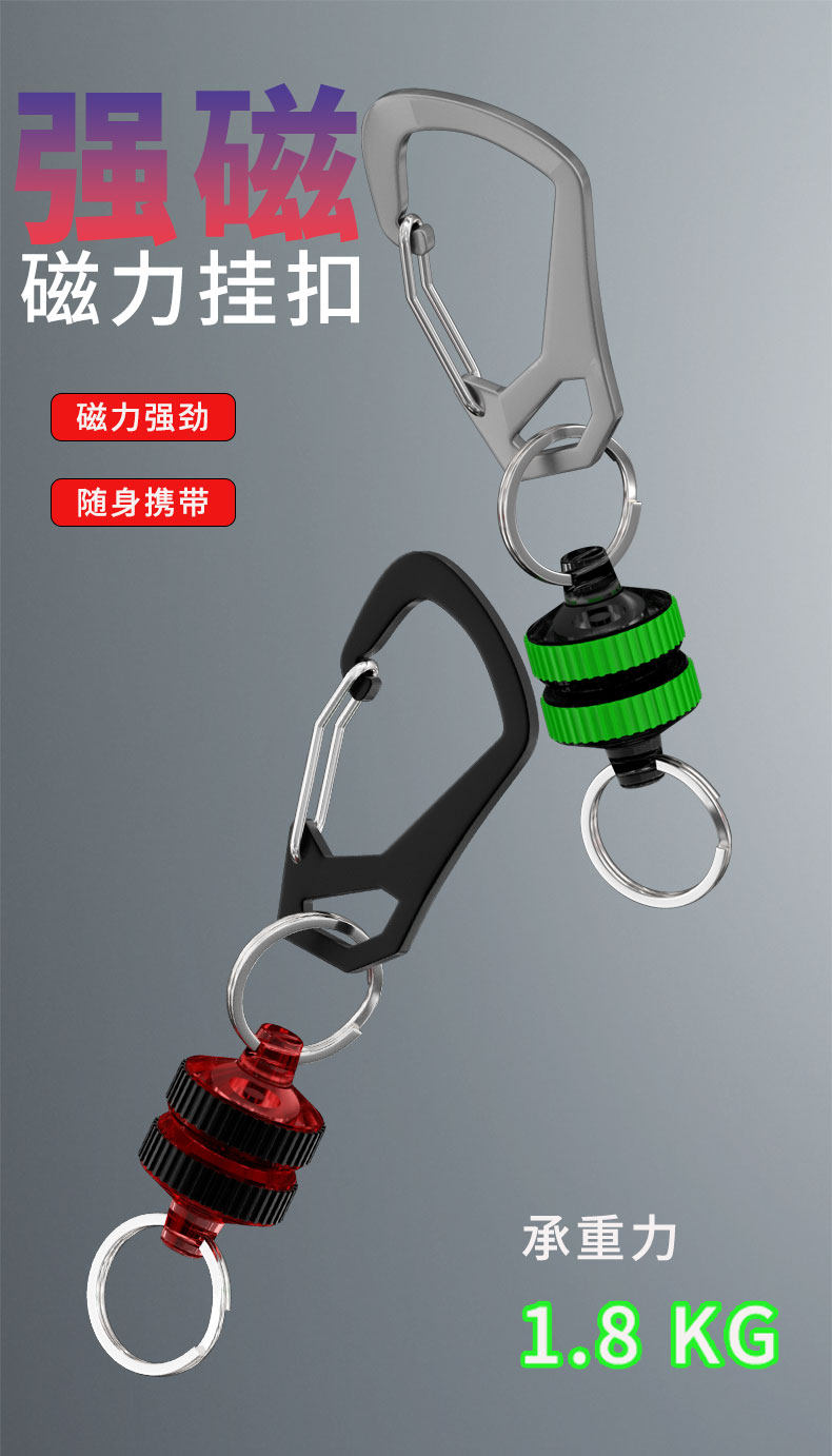 明邦路亚强磁挂扣磁铁挂件工具PC材质路亚钳控鱼器挂扣钓鱼小配件