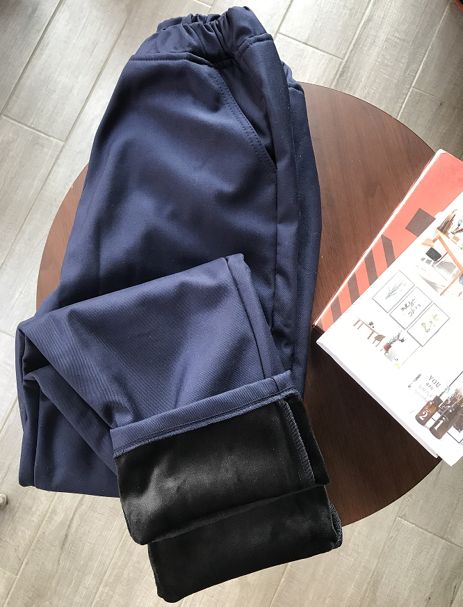 中小学生藏青黑色西装裤子校礼服大男女儿童松紧腰蓝加绒厚肥冬季