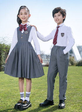 中小学生校服学院风jk背带裙女合唱朗诵演出白衬衫主持毕业照套装
