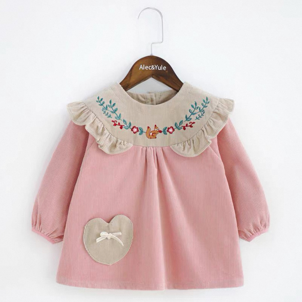 女童纯棉灯芯绒洋气罩衣