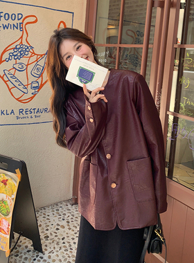 【秋季现货】 安哥拉红工艺仿皮雕花西装外套Q9963 P145 K218