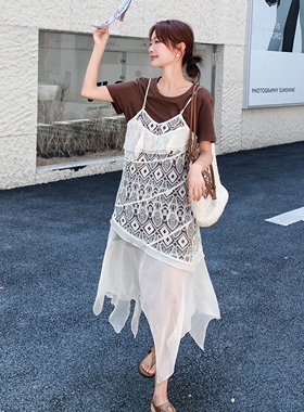 首发现货！25夏装新T+蕾丝吊带两件套连衣裙2D044-775-P145-K218