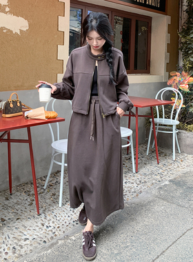 休闲卫衣套装裙女春秋工装夹克半身裙盐系两件套6032P155K218