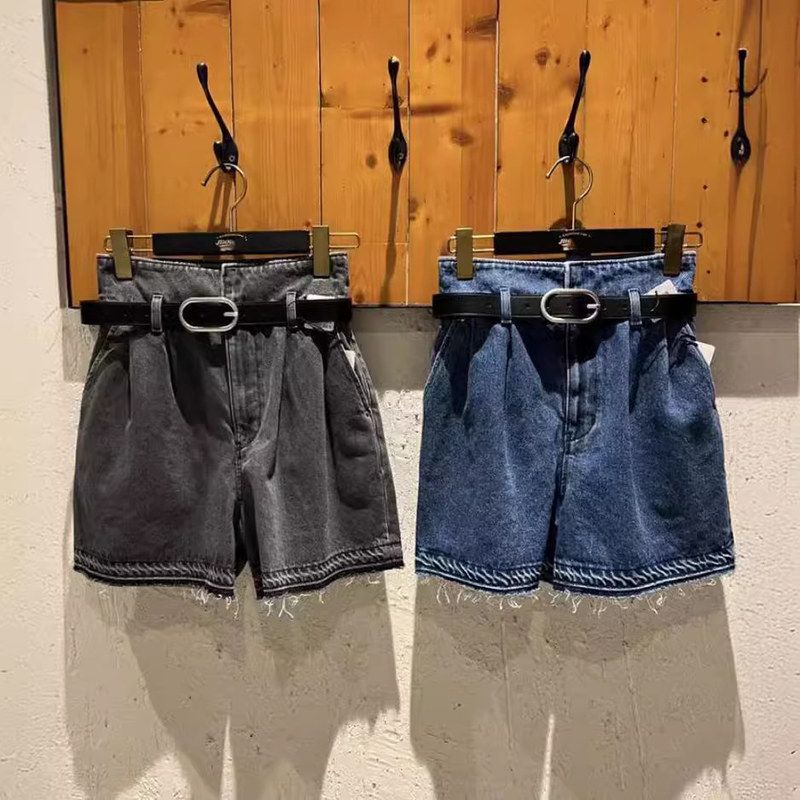 保真 纯原M家 2024春夏新品高腰带腰带花苞牛仔短裤010GS211-0460