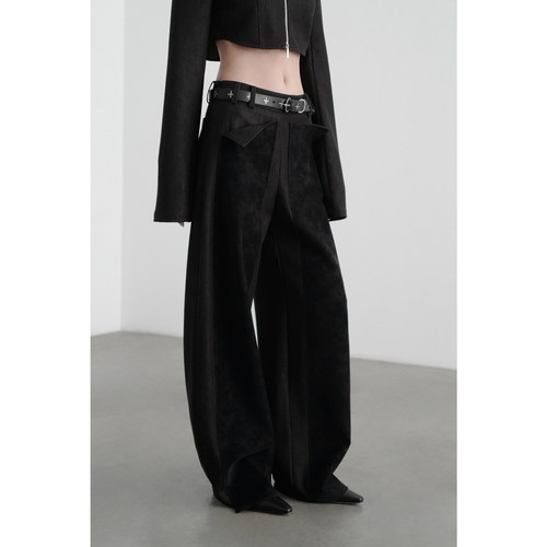 无以幻象拼皮直筒裤