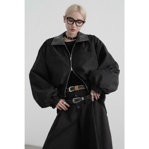 无以幻象拼接领绒里短夹克