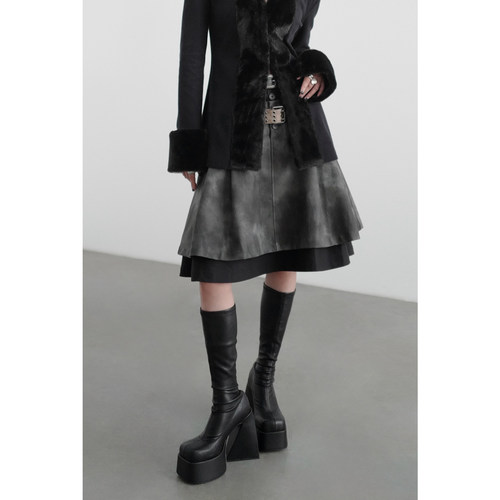 无以幻象双层双腰头半裙