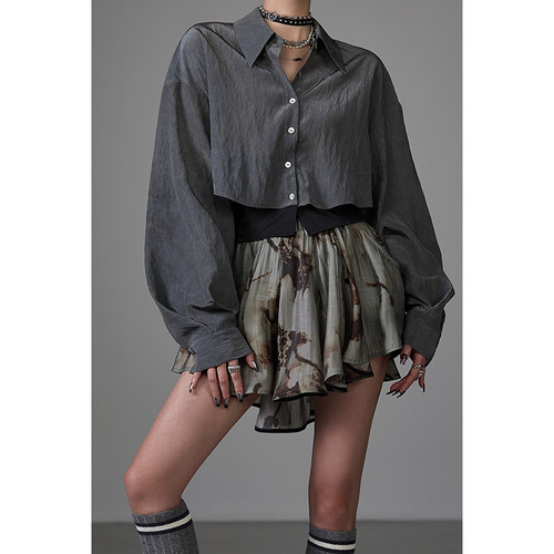 无以幻象假两件收腰衬衫