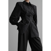 陈太太CHENTAITAI 拉链长袖 无以幻象 收腰衬衫