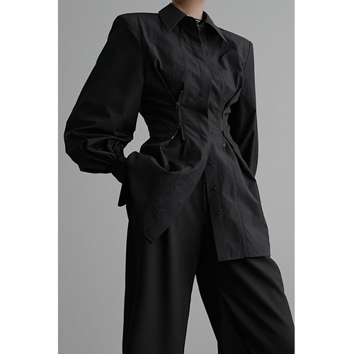 无以幻象拉链长袖收腰衬衫