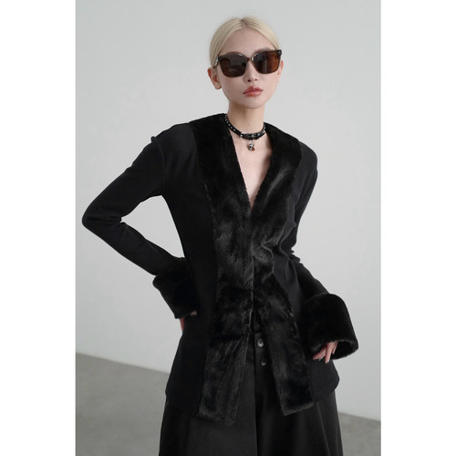 无以幻象毛领开衫打底