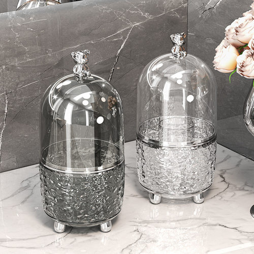 化妆品收纳盒感轻奢家用桌面化妆刷收纳旋转防尘梳妆台收纳桶