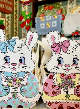 洋菓子SweetHome原创少女奶油兔桌面化妆品杂物实木收纳盒置物篮