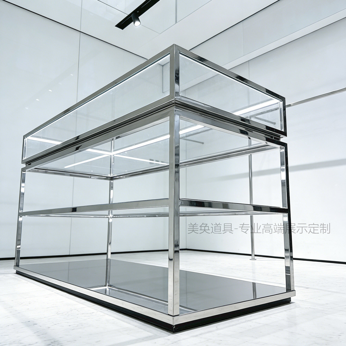 不锈钢玻璃展示柜4层珠宝柜商场定制现代简约展示架透明钢化玻璃
