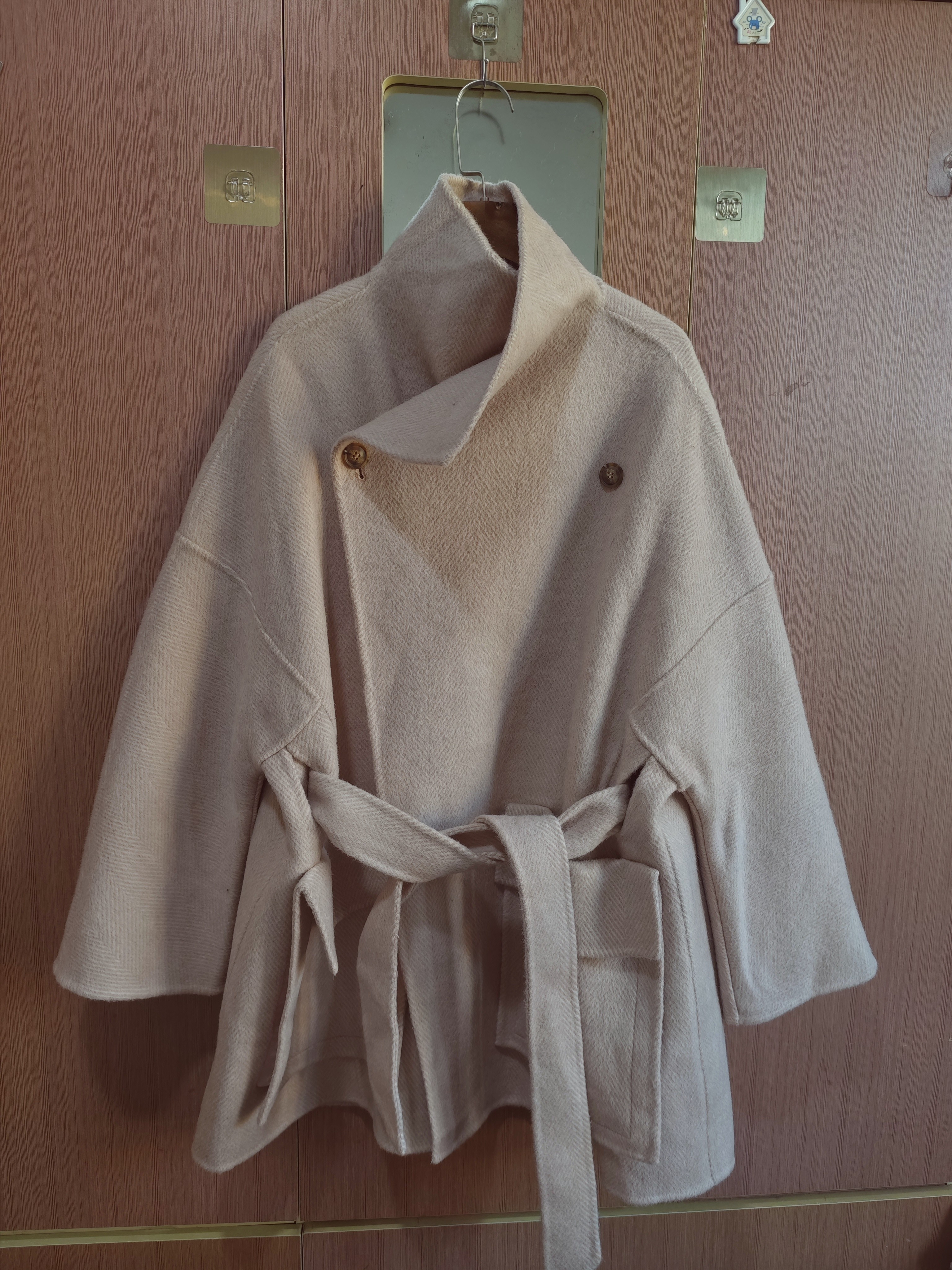 2025秋冬新款韩版时尚洋气系带宽松双面呢外套显瘦气质洋气大衣潮