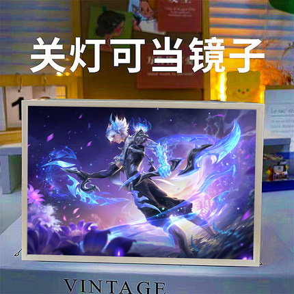 王者荣耀李信手办周边澜镜大司命马超李白镜子发光小夜灯摆件礼物