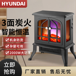 HYUNDAI壁炉取暖器3D仿真火焰山取暖炉家用暖风机客厅欧式电壁炉