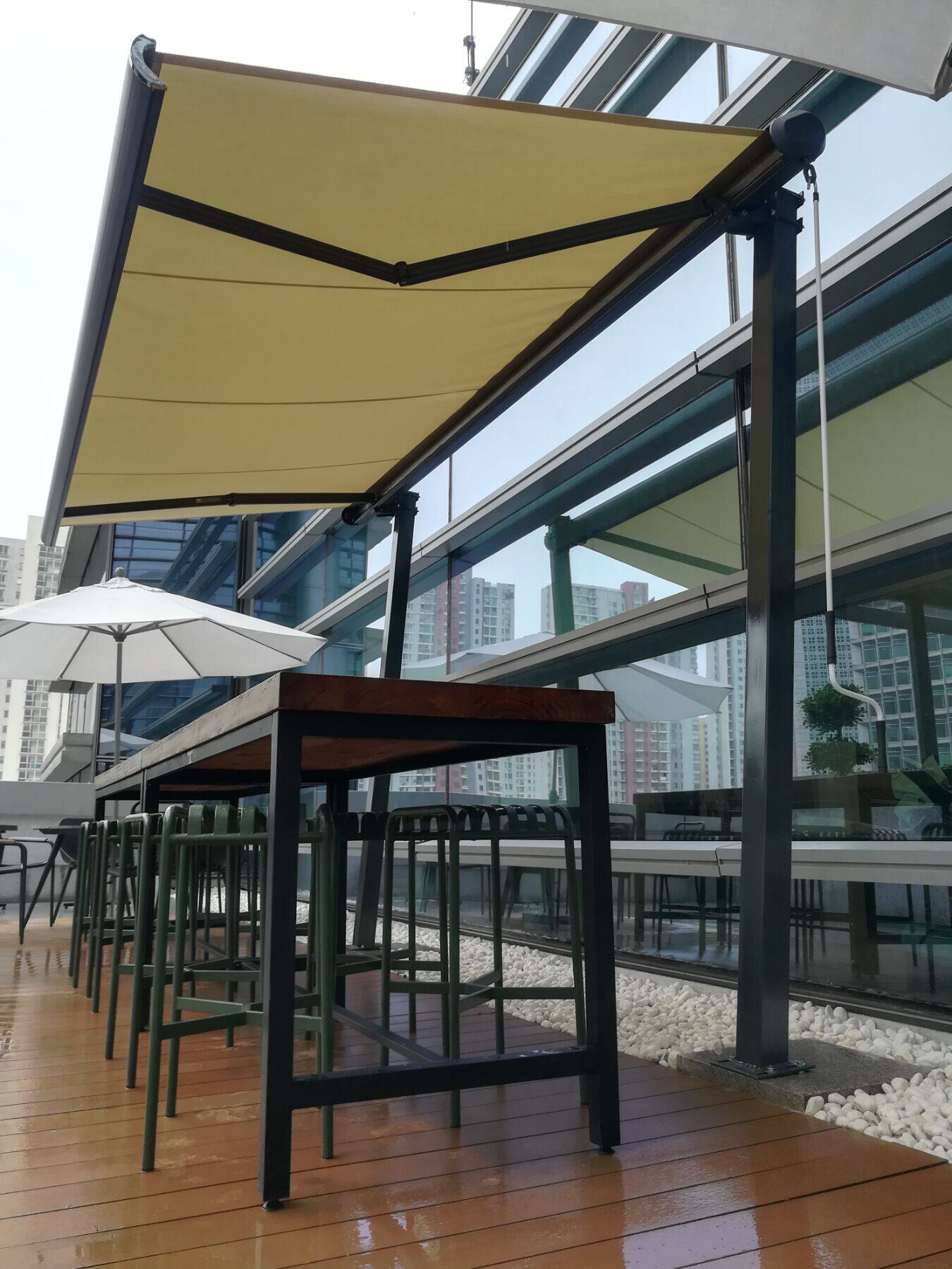 全盒豪华雨棚 遮阳棚 伸缩式 别墅阳台雨篷 链条帐蓬大理石底座棚