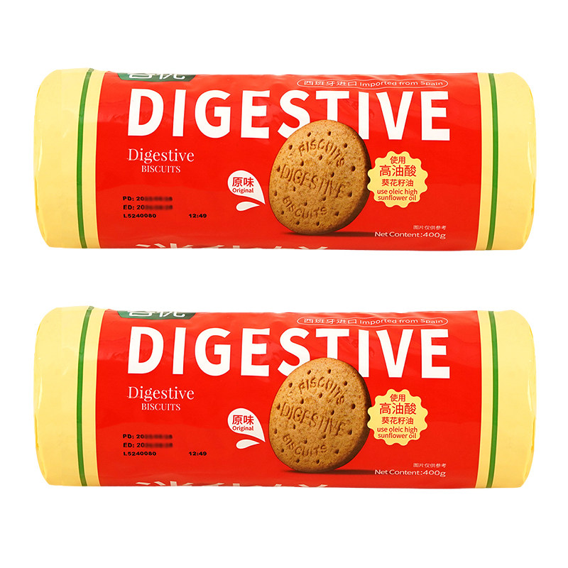 2袋谷优饼干西班牙进口高膳食纤维燕麦饼干玉米口味消化饼零食