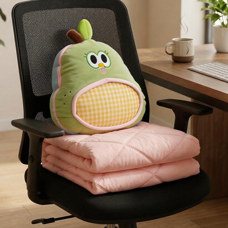 ins风多巴胺水果抱枕苹果橙子山竹梨子空调被便携折叠午睡盖毯