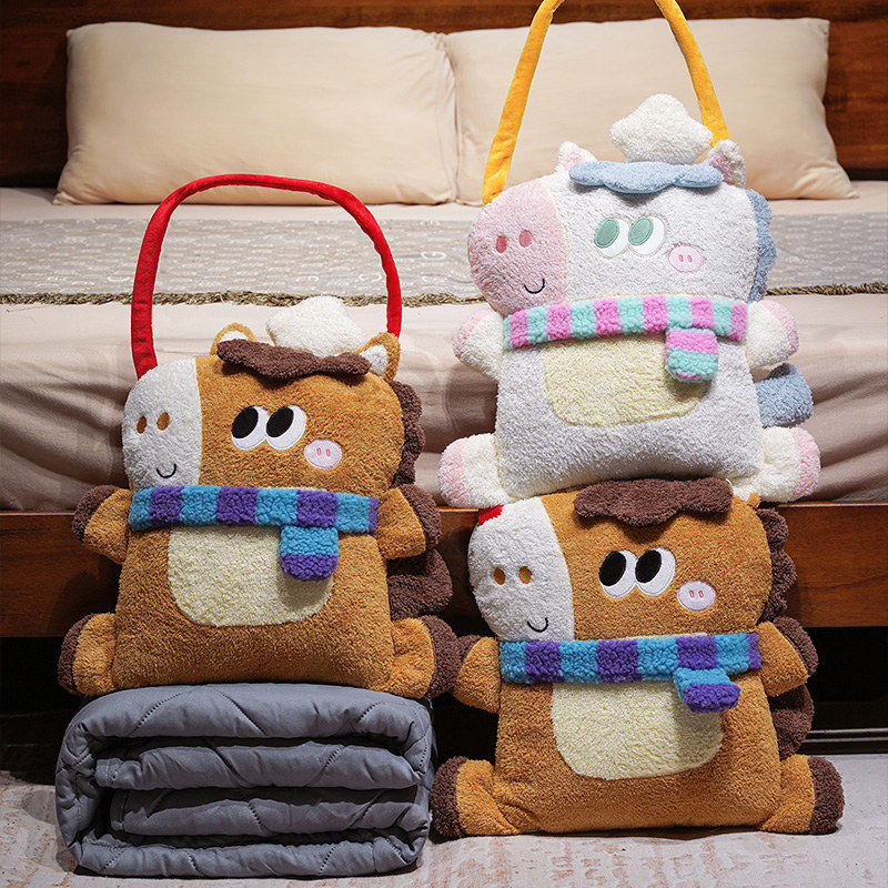 马小厨手拎抱枕被子两用靠垫二合一办公室午睡毯子空调被车载折叠