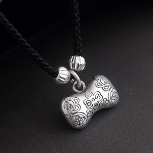 S990足银纯银呵护陪伴关心爱意枕头吊坠中国风可调节项链男女送礼