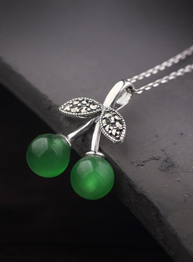 s925复古锁骨樱桃简约送女友泰银