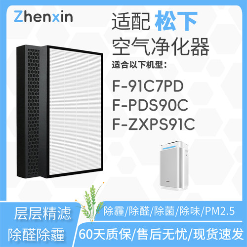 适配松下空气净化器F-91C7PD PDS90C集尘脱臭过滤网F-ZXPS91C滤芯