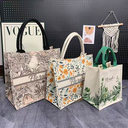 时尚帆布包上班女手提礼品袋大容量外出新款帆布袋购物袋