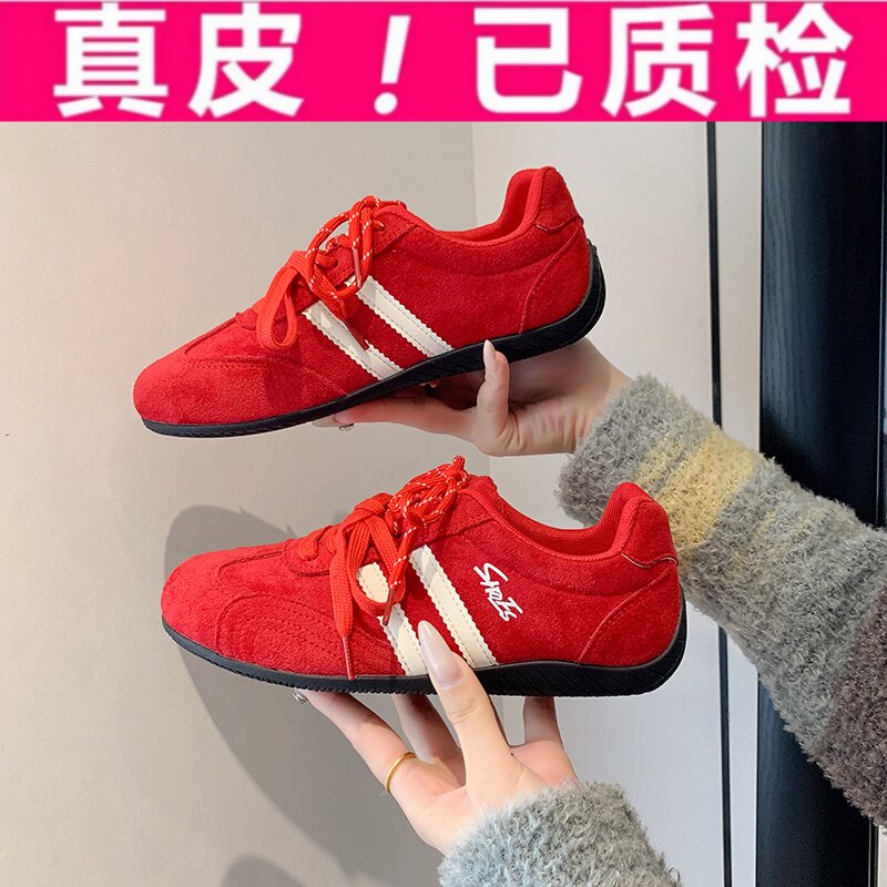 牛皮版~薄底赛车鞋红色鞋子图片