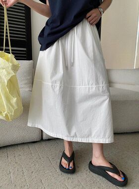 司南 松弛漫旅 法式立体剪裁抽绳松紧高腰A字显瘦半身裙 SN8770