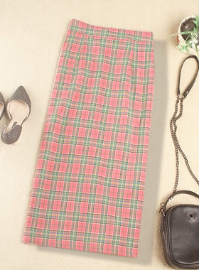 格子半身裙女春夏2020年新款学生直筒裙高腰显瘦中长款包臀裙子