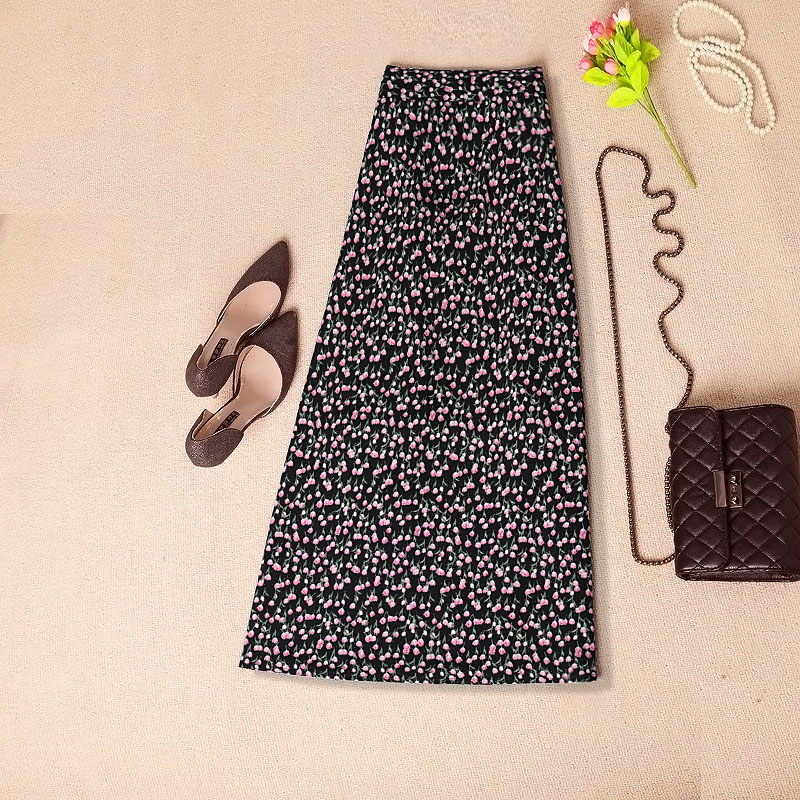 中长款a字裙韩版包臀雪纺