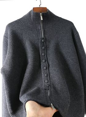 秋冬时尚洋气高领拉链针织开衫女显瘦百搭休闲外穿打底毛衣外套潮