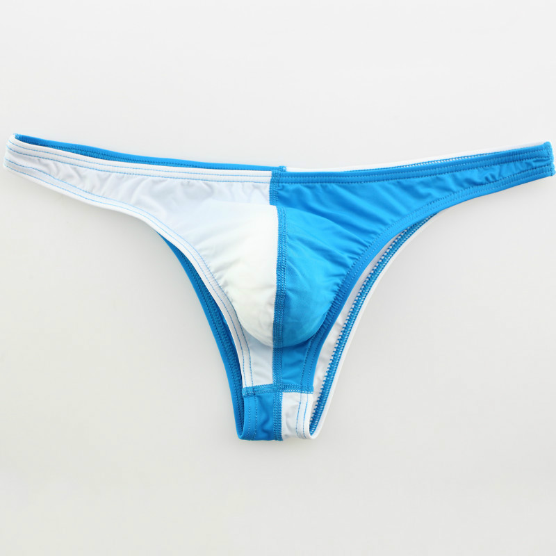 涤纶拼色激凸低腰比基尼男士内裤