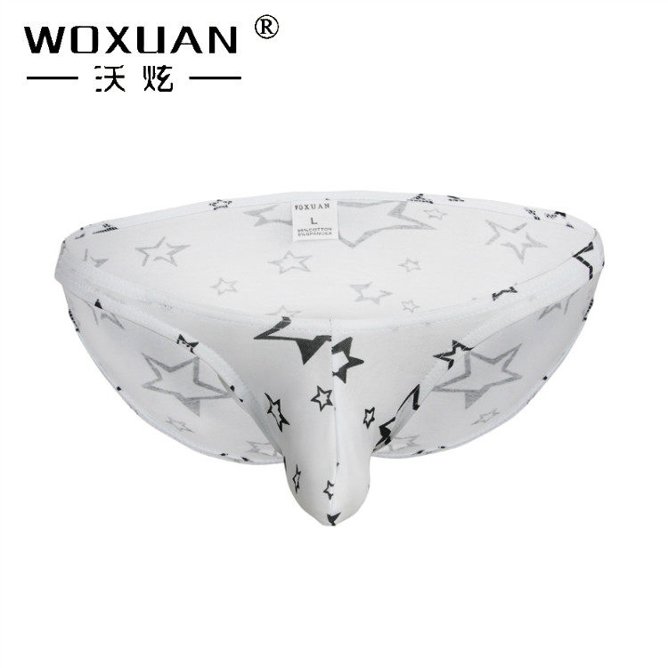 WOXUAN男士内裤 弹力棉星星圆点印花U凸性感低腰小三角裤00022-SJ,女士内衣/男士内衣/家居服,男三角内裤,淘宝优惠券,粉丝福利购,淘宝优惠卷