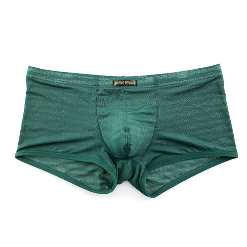 锦纶丝滑字母提花U凸男士内裤