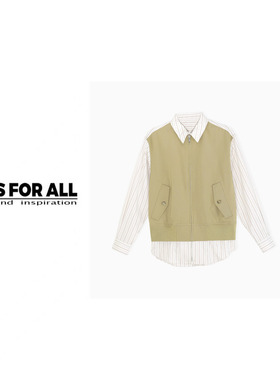 RS FOR ALL   100%棉撞色假两件竖条纹外套RSCF25-292