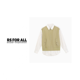 ALL 100%棉撞色假两件竖条纹外套RSCF25 292 FOR