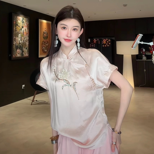RS FOR ALL  100%醋酸国风立体花朵上衣T恤RSDF5540
