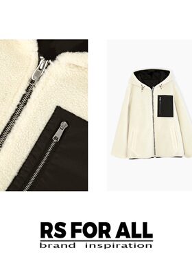 RS FOR ALL 100%羊毛拼色连帽外套RSCF600